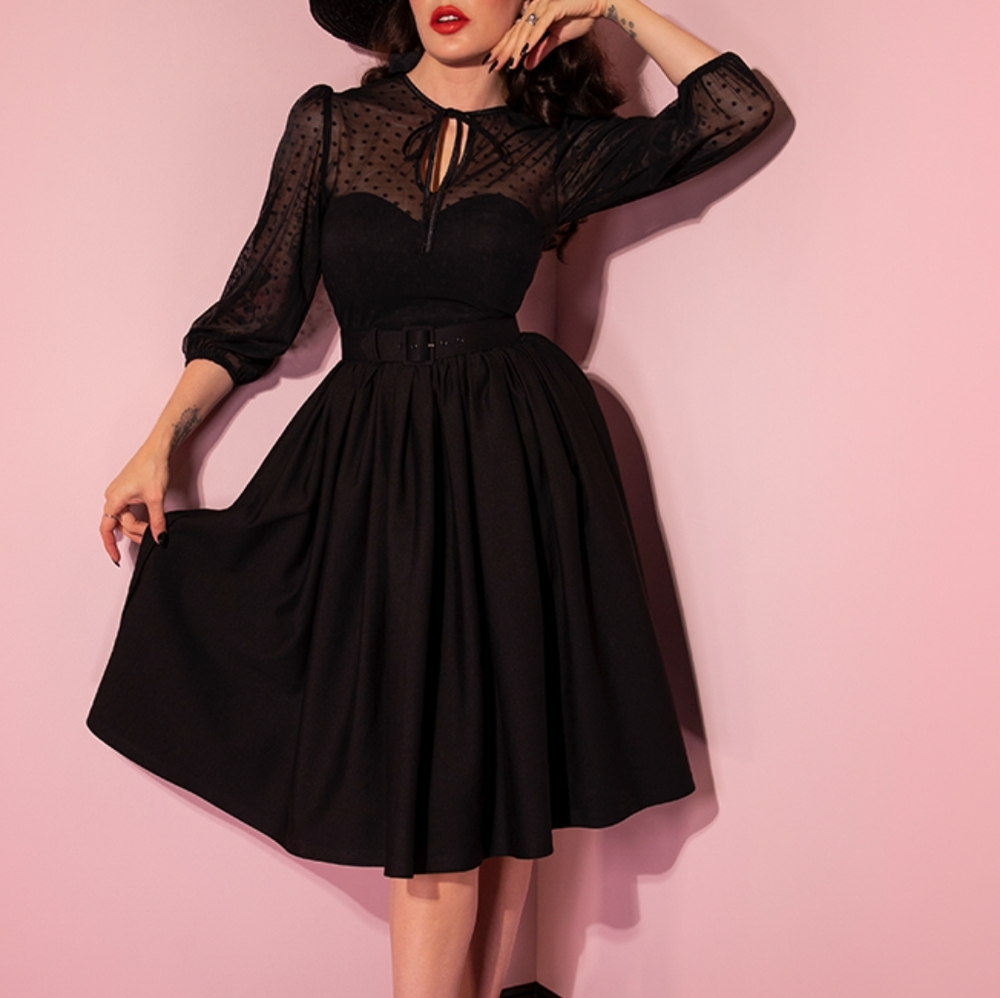 Vixen by Micheline Pitt black Frenchie swing pinup dress 3x nwot